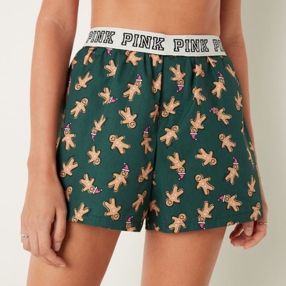 Pink ~ Victoria’s Secret ~ Gingerbread Unisex Boxer Short ~ Men’s XS Women’s S - Picture 2 of 7